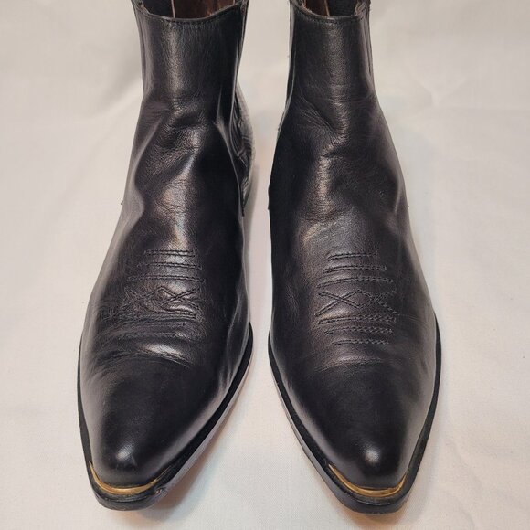 Vtg Guess by Georges Marciano Italy Black Leather Motorcycle Men Ankle Boots 8.5 main image 4